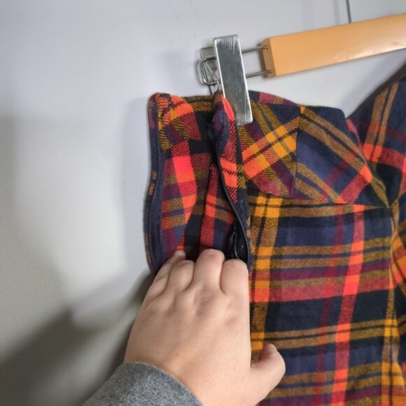 NWT Free People Someday Navy and Orange Plaid Mini Skort Size 8 - Picture 6 of 10